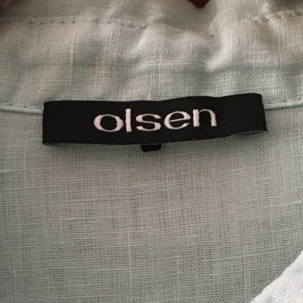 Olsen 100% Linen Pale Blue Button Down Shirt Coastal S - Picture 16 of 16